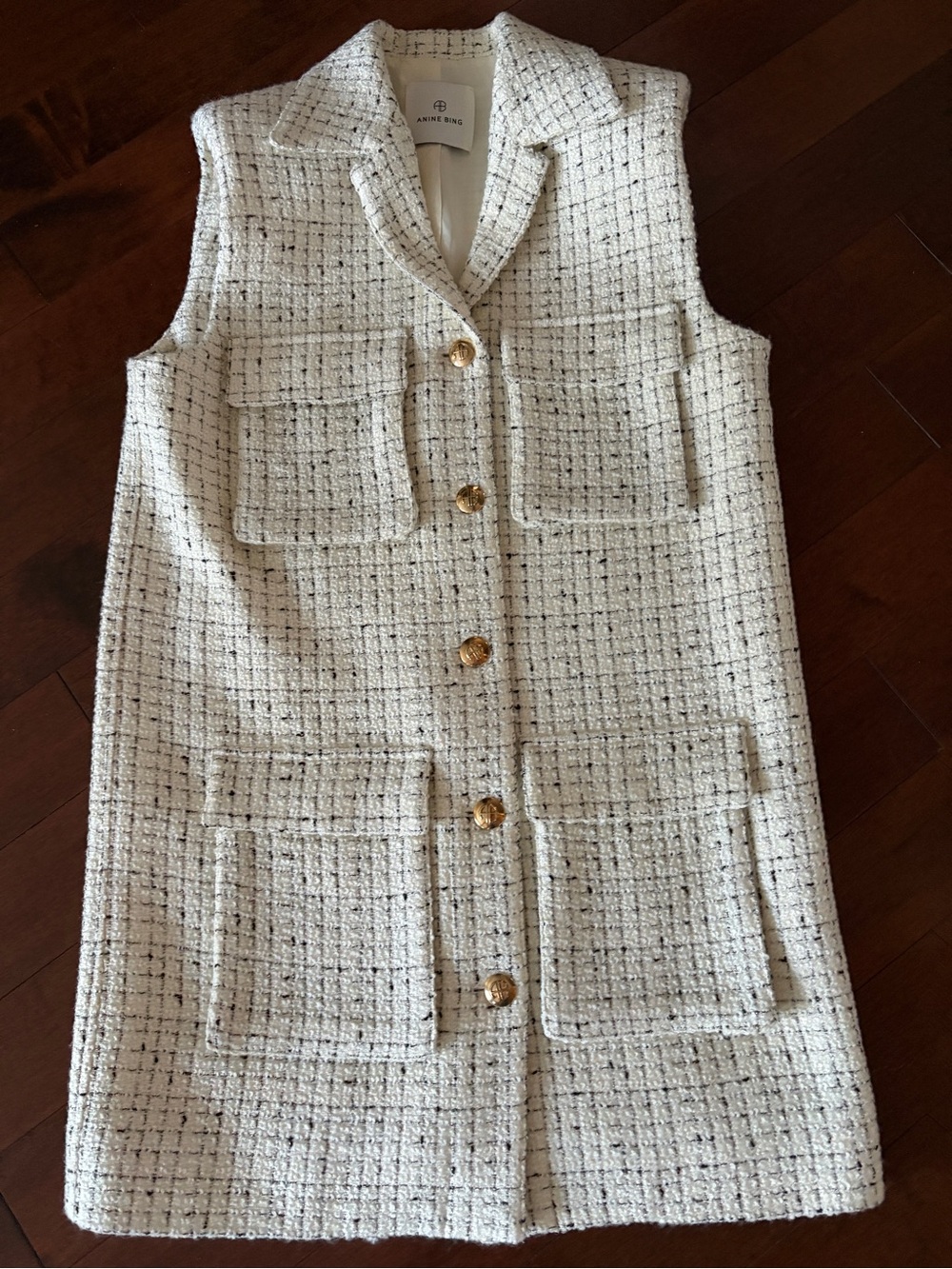 Anine Bing Tweed Sleeveless Vest/Blazer